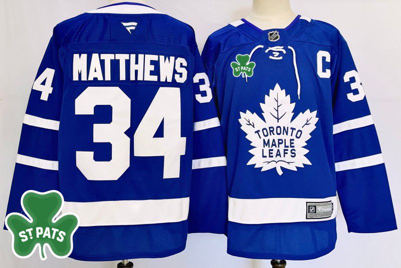 Men Toronto Maple Leafs 34 Matthews Blue Fanatics 2025 NHL Jersey style 3